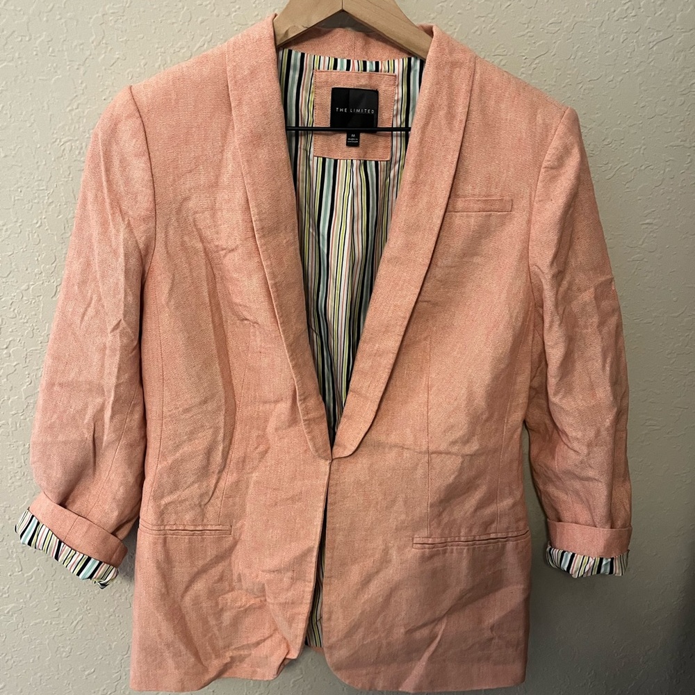 The Limited pink open blazer with 3/4 quarter sleeve size medium